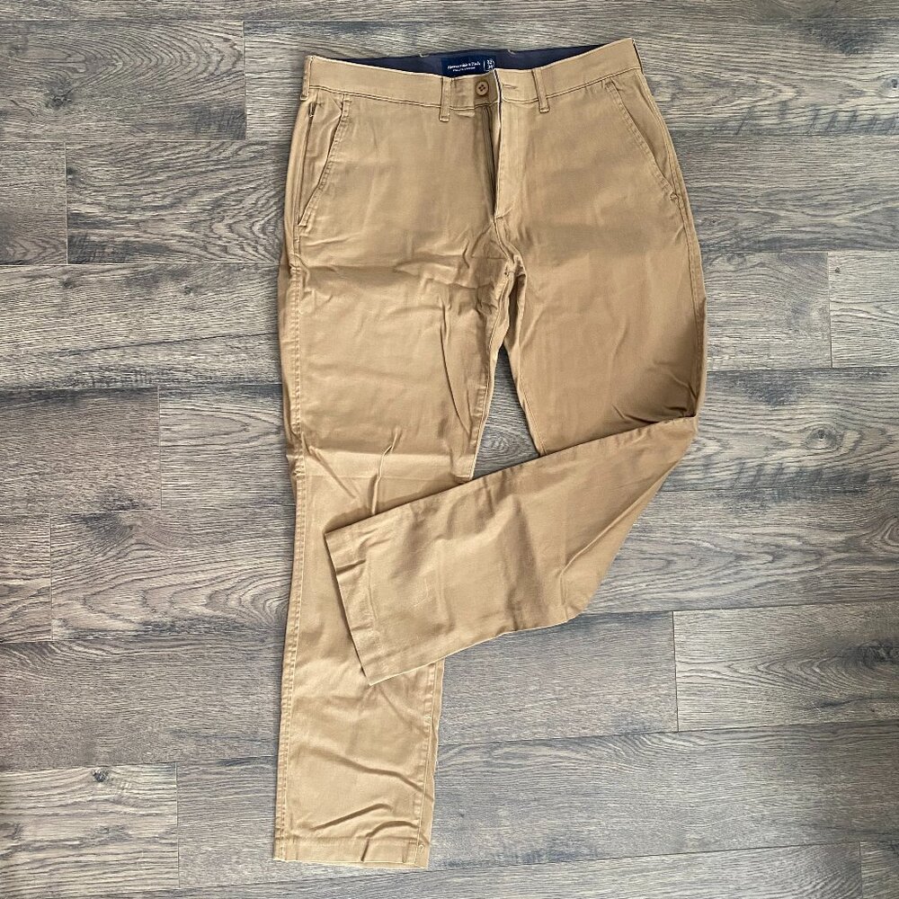 Dark Khaki Athletic Straight Modern Chino Pant 32 X 34 Wedding Guest, Work, Mens